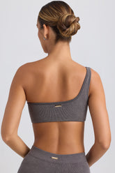 BO&TEE ONE-SHOULDER SPORTS BRA WASHED CHARCOAL